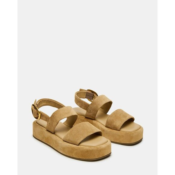 Steve Madden Baroni Sandals Sand Suede Leather Size 8 M Chunky Platform - Picture 3 of 11